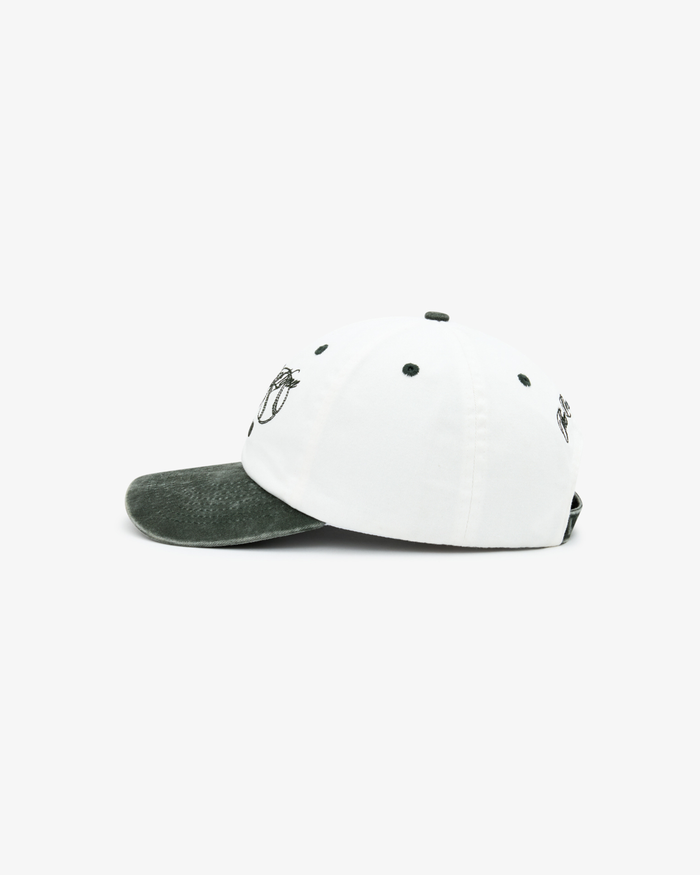 Cotton Dad Cap - White / Washed Green
