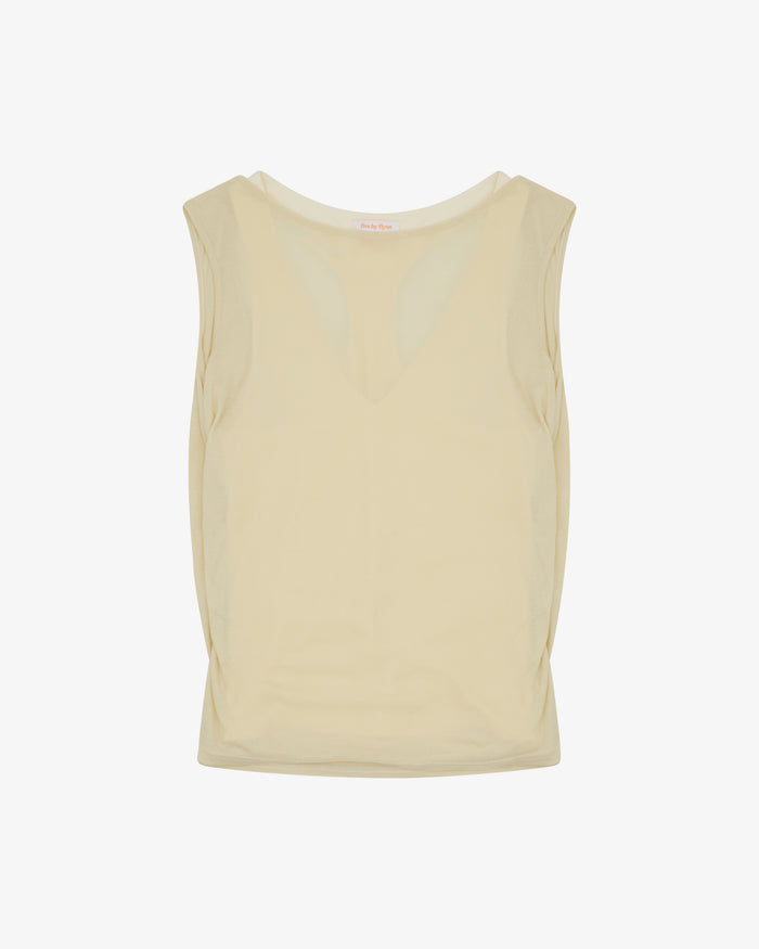 Cowl Back Layered Tank - Citron