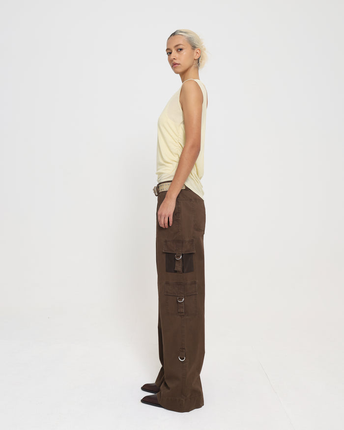 Cowl Back Layered Tank - Citron