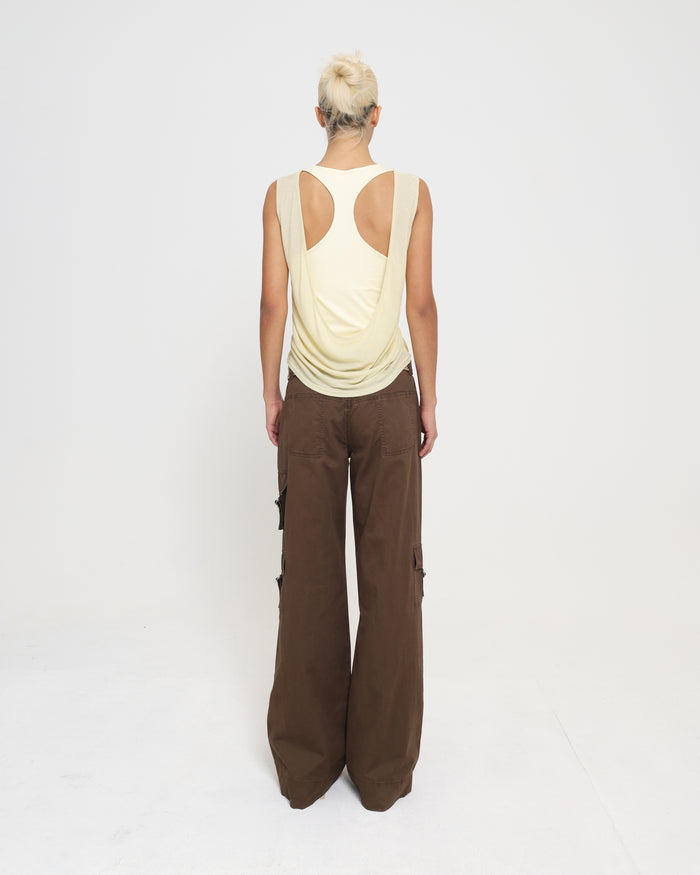 Cowl Back Layered Tank - Citron