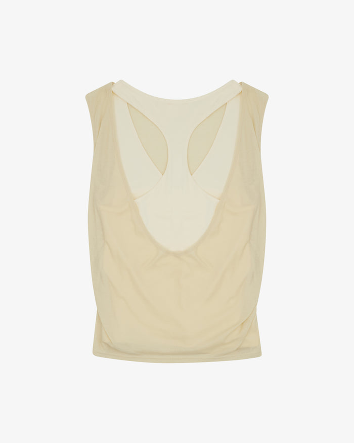 Cowl Back Layered Tank - Citron
