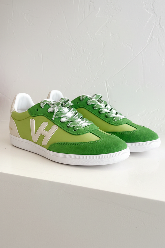 Crisp Lime Laced Low Top Vintage Havana Sneaker