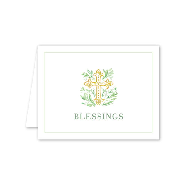 Cross Green Blessings: Single Card