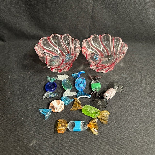 Crystal Candy Dishes w/ Murano Candies