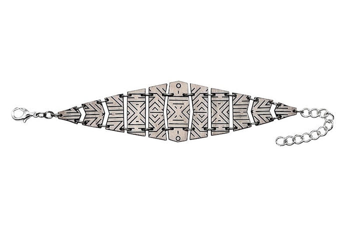 Art deco geometric laser-cut wood bracelet bangle, made in USA