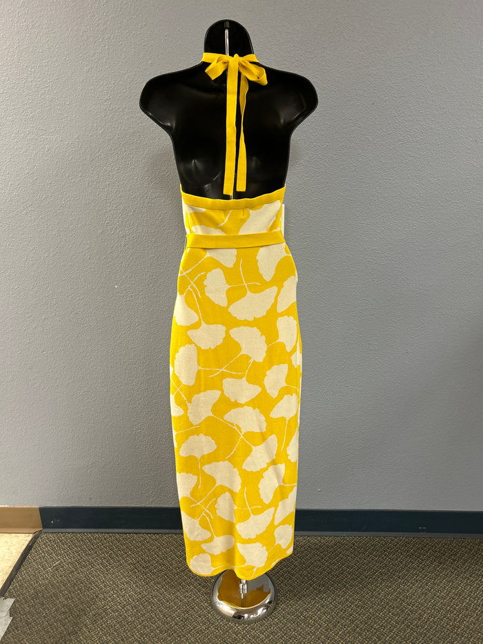 Diane Von Furstenberg Target Halter Yellow Gingko Maxi Dress