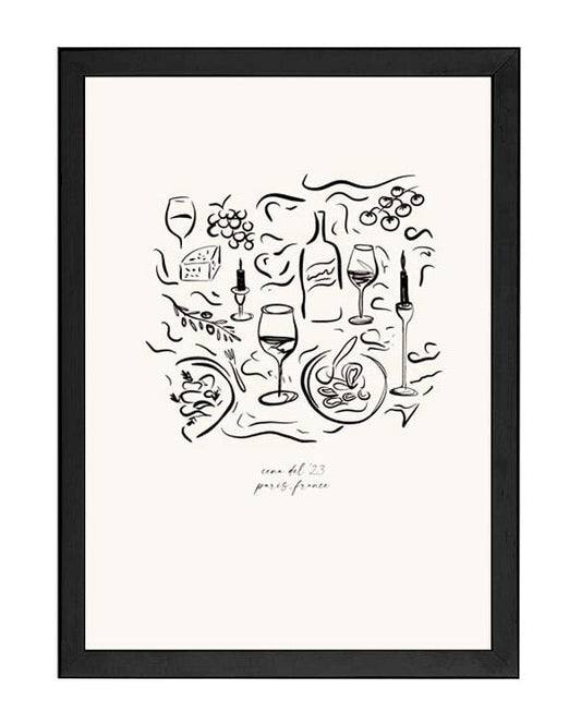 Dinner Party Print | A3 Black Framed