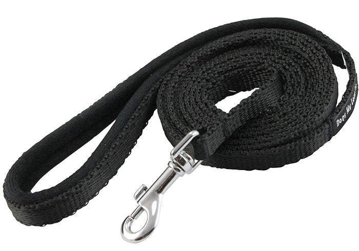 Dogs My Love 6ft Long Neoprene Padded Handle Nylon Leash 4 Sizes Black