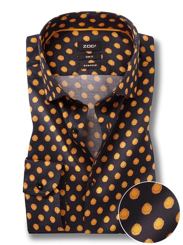 Domenico Black Printed Full Sleeve Slim Fit Party Wear Blended Shirt