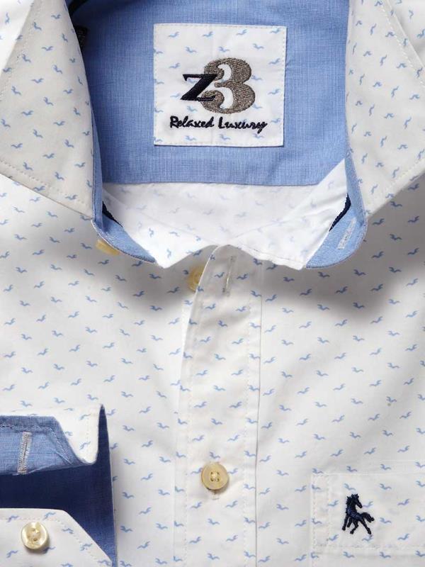 Dove White Printed Cotton Shirt