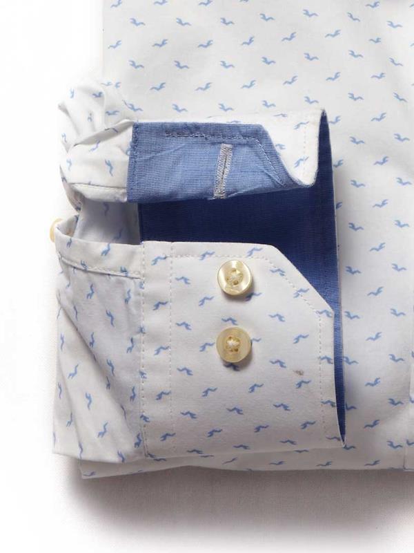 Dove White Printed Cotton Shirt