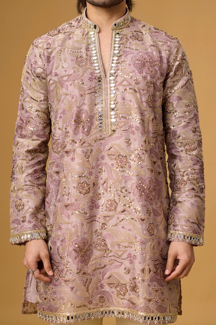 Designer Zari Embellished Ethnic Kurta – Side View | Mahavir NX