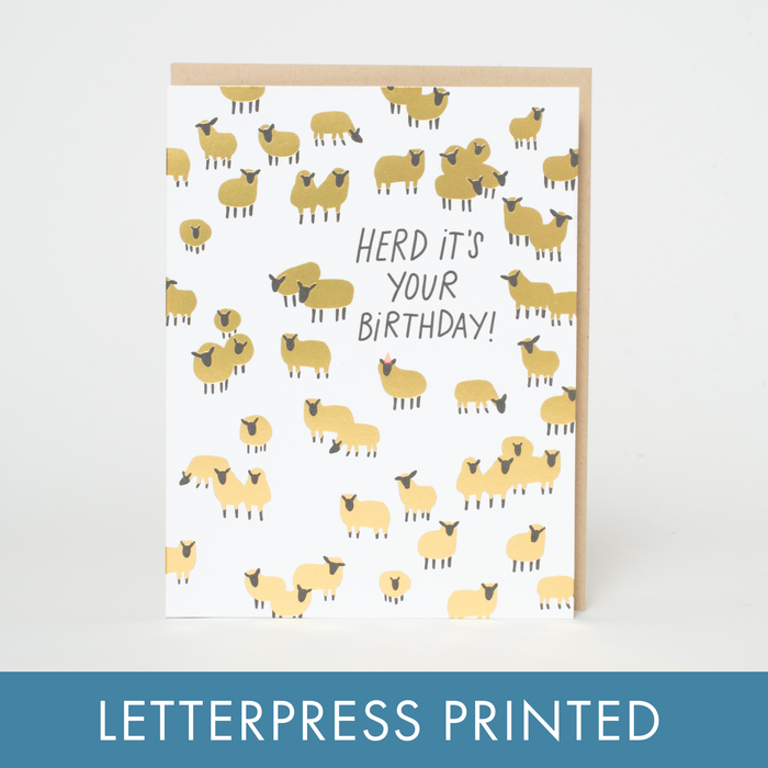 Egg Press Manufacturing - Birthday Sheep Herd Letterpress Greeting Card by Hello!Lucky: Paper tab