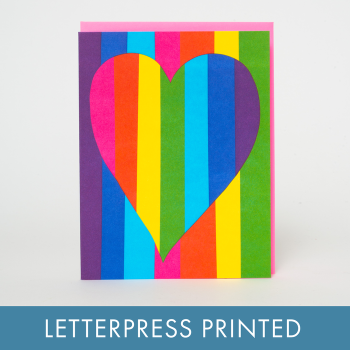 Egg Press Manufacturing - Rainbow Heart Letterpress Greeting Card by Ashkahn: Paper tab