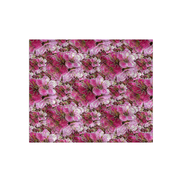 Electric Flora: Neon Sakura Cherry Blossoms Crushed Velvet Throw Blanket