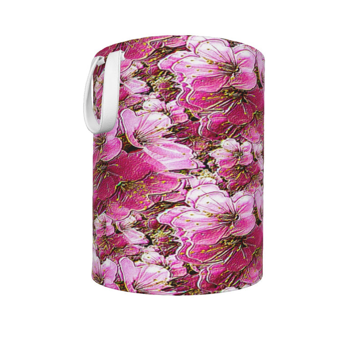 Electric Flora: Neon Sakura Cherry Blossoms Foldable Laundry Basket