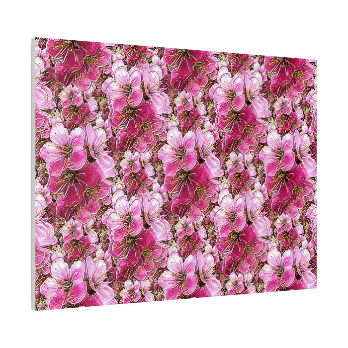 Electric Flora: Neon Sakura Cherry Blossoms Stretched Matte Canvas Wall Art