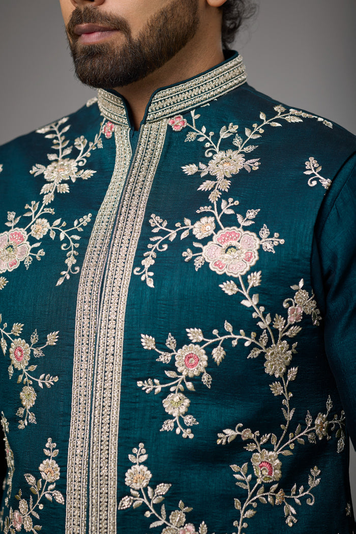 Emerald Teal kurta with tapered trousers