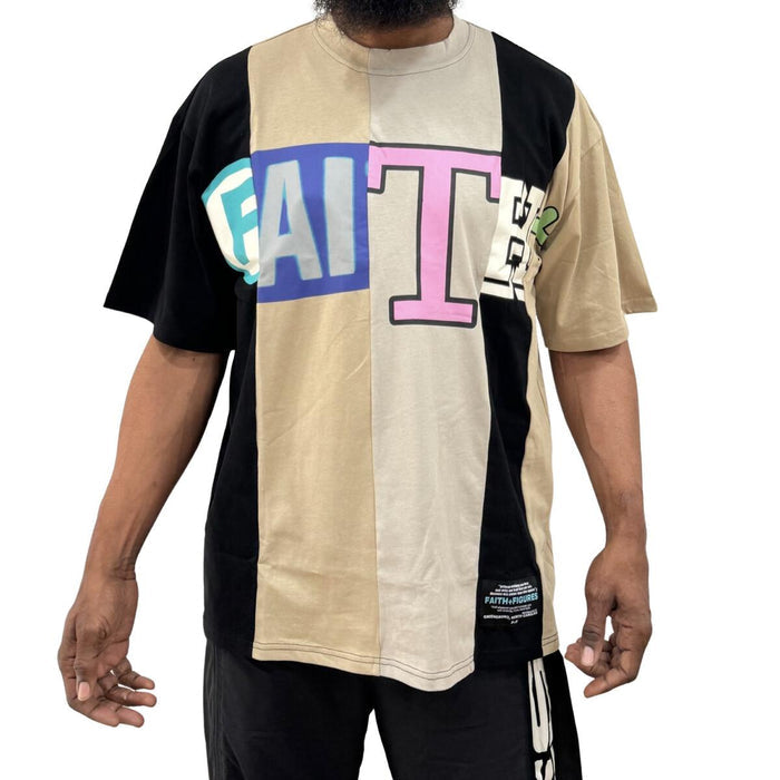 Black multi-colored short sleeve tee with Faith+Figures It's Just Us design