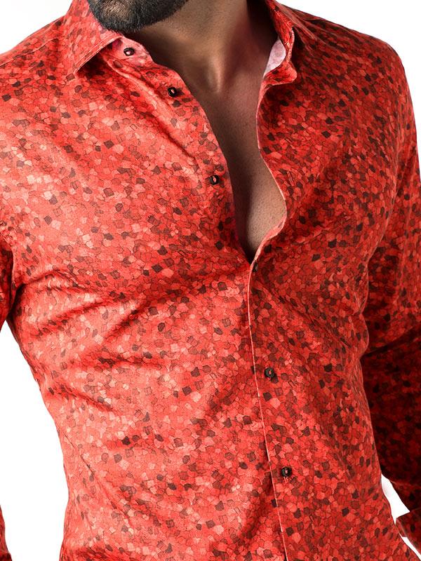 Felix Coral Printed Full Sleeve Single Cuff Slim Fit Party Wear Blended Shirt