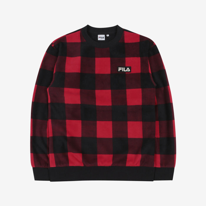 [FILA X BTS] Check Boa Sweatshirt Dark Red