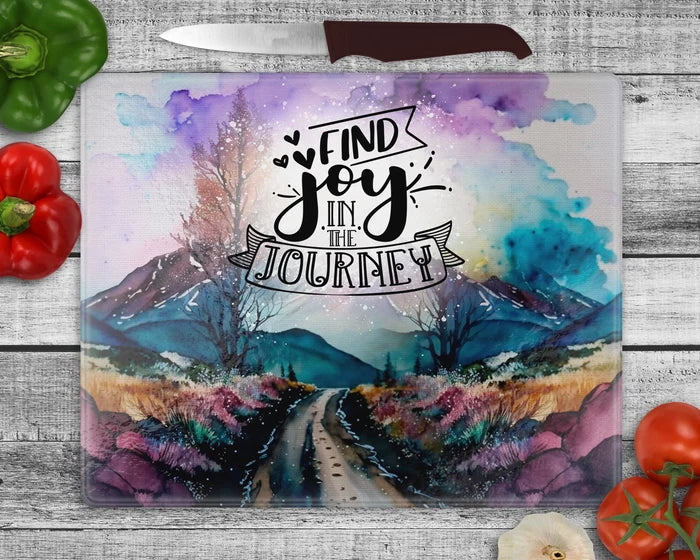 Find Joy in the Journey | Glass Cutting Board