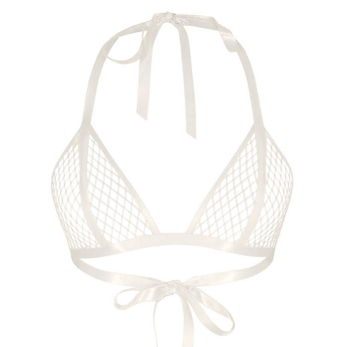 Fishnet Bikini Top READY TO SHIP Small / White Womens - Vex Inc. | Latex Clothing