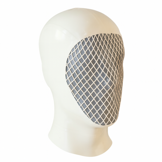 Fishnet Mask READY TO SHIP - Small 21" / 13" / White Womens - Vex Inc. | Latex Clothing