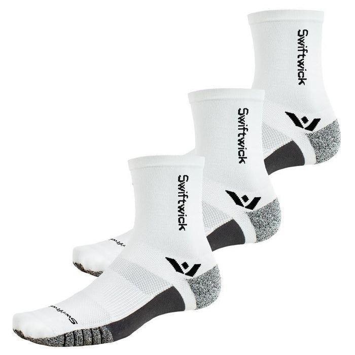 Three pairs of Flite XT Mid-Crew socks in white
