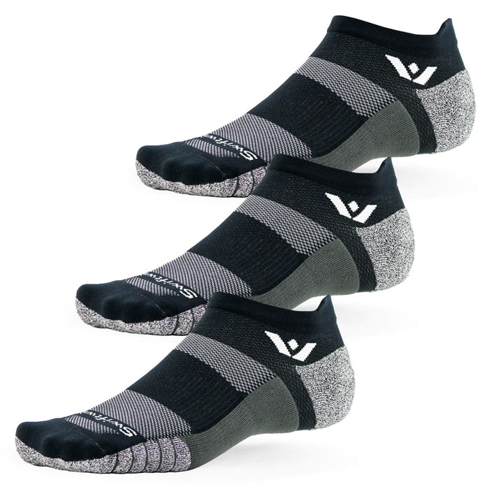 Three pairs of Flite XT No Show socks in black