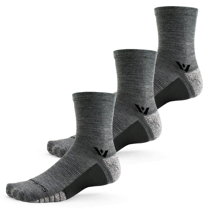 Three gray mid crew socks
