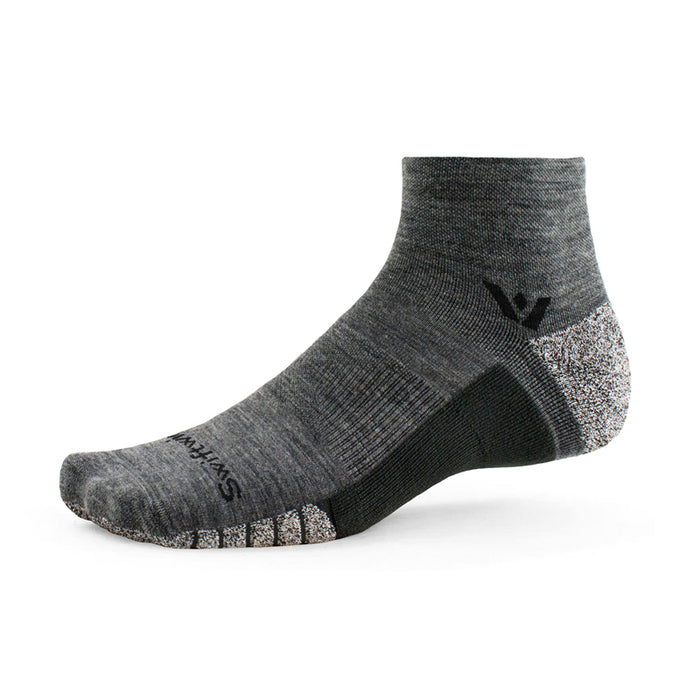 Gray quarter crew height sock