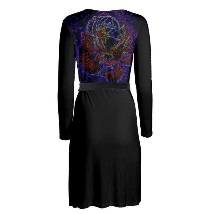 Floral Embosses (01): Nocturnal Sanctuary | Wrap Midi Dress