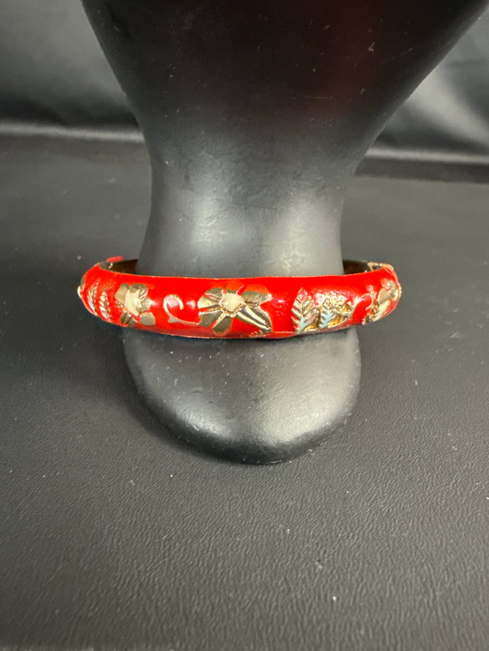 Floral Enamel Gold-Tone Bangle