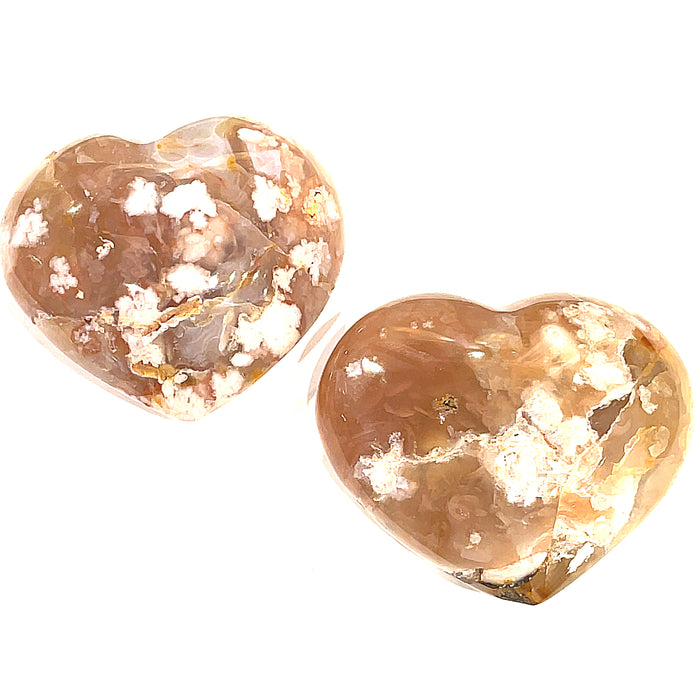 Flower Agate Gemstone hearts carving / shapes
