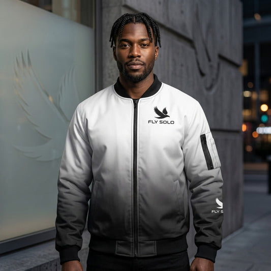 "Fly Solo" Night/Day | Men's Bomber Jacket with Sleeve Pocket