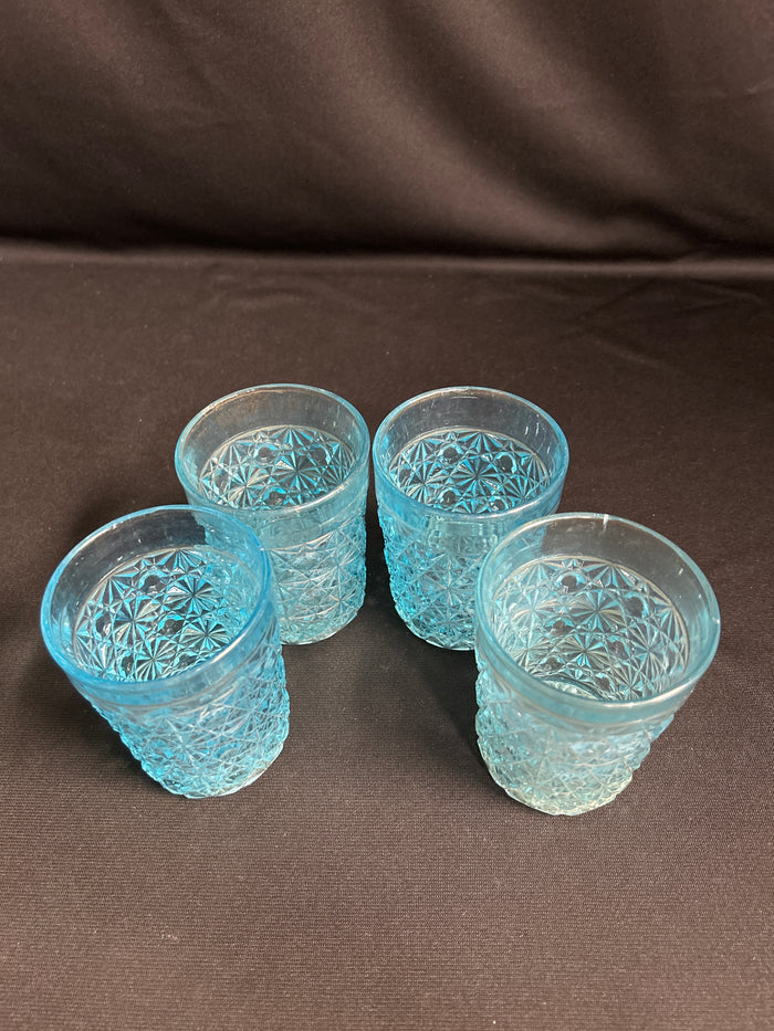 Four VTG Daisy & Button Clio Blue Tumbler Glass