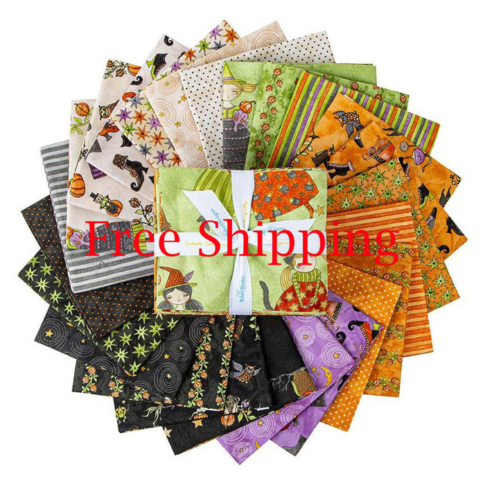 Free Shipping - Ghoul Friends Fat Quarter Bundle, 24 Pcs by Riley Blake Designs, Halloween