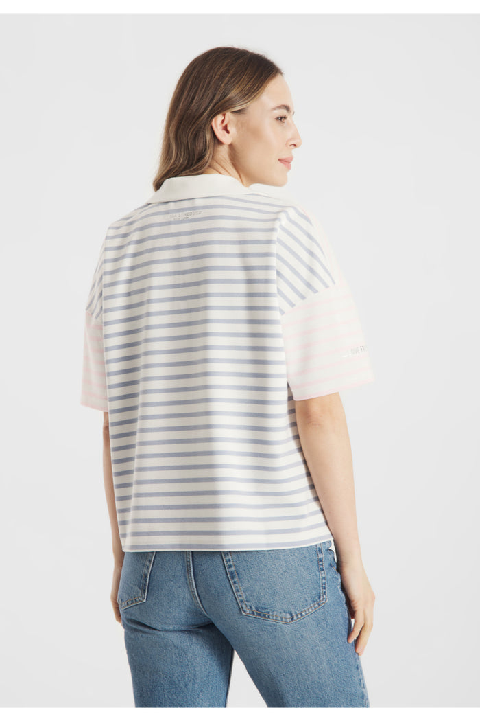 Back view of Frieda & Freddies 261212 Stripe Collar Top Pink by frieda & freddies shop frieda & freddies at Dotique