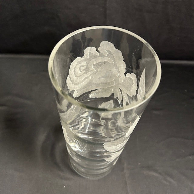 Frosted Etched Flower Vase