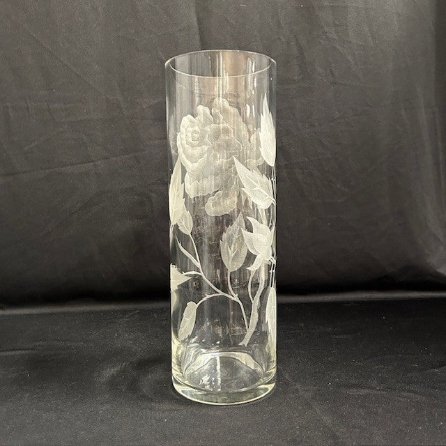 Frosted Etched Flower Vase