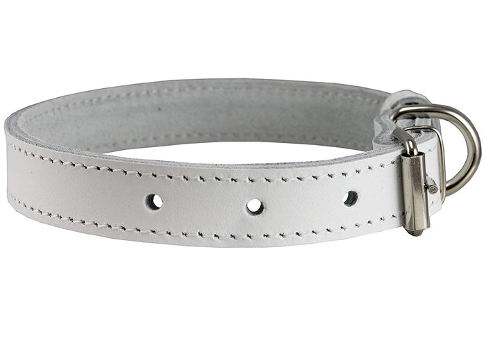 Genuine Leather Dog Collar White 4 Sizes