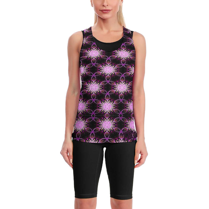 Geo-Graphic 01: Electric Petals Open Back Scoop Neck Tank Top