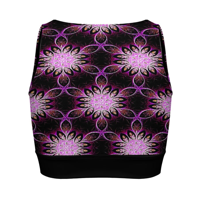 Geo-Graphic 01: Electric Petals Zip Front Sports Bra