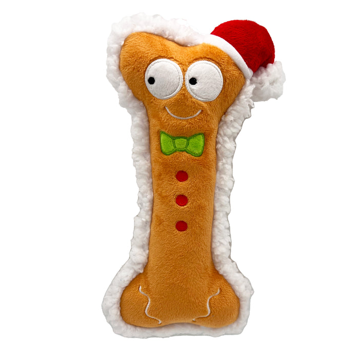 Dog with Gingerbread Bone on a white background.