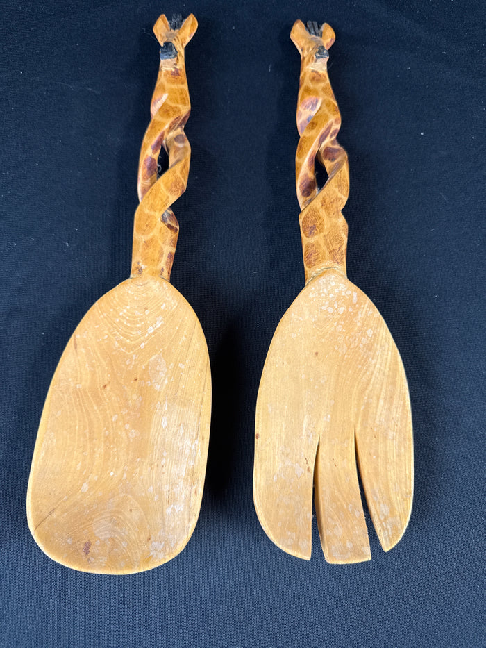Giraffe Wooden Salad Servers