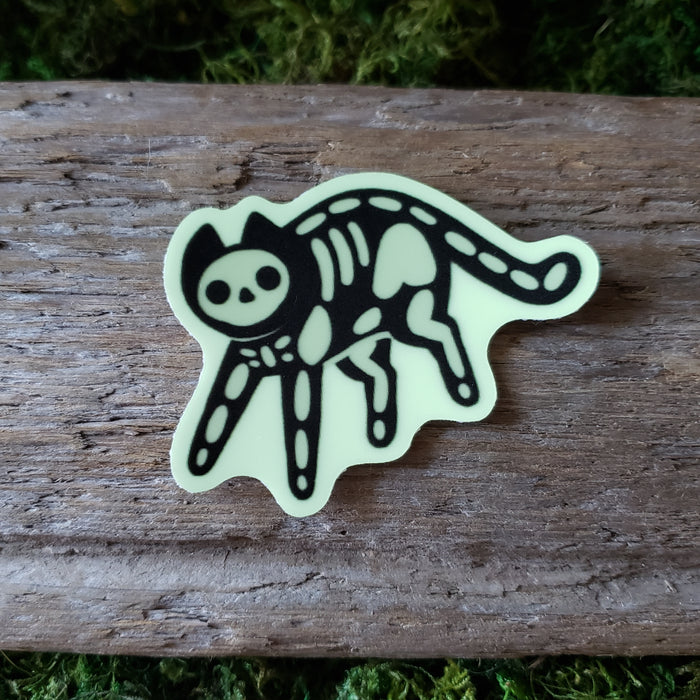 Glow-in-the-dark Skeleton Cat Sticker