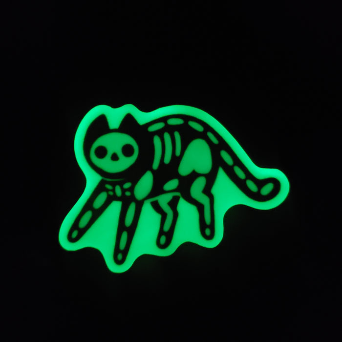 Glow-in-the-dark Skeleton Cat Sticker