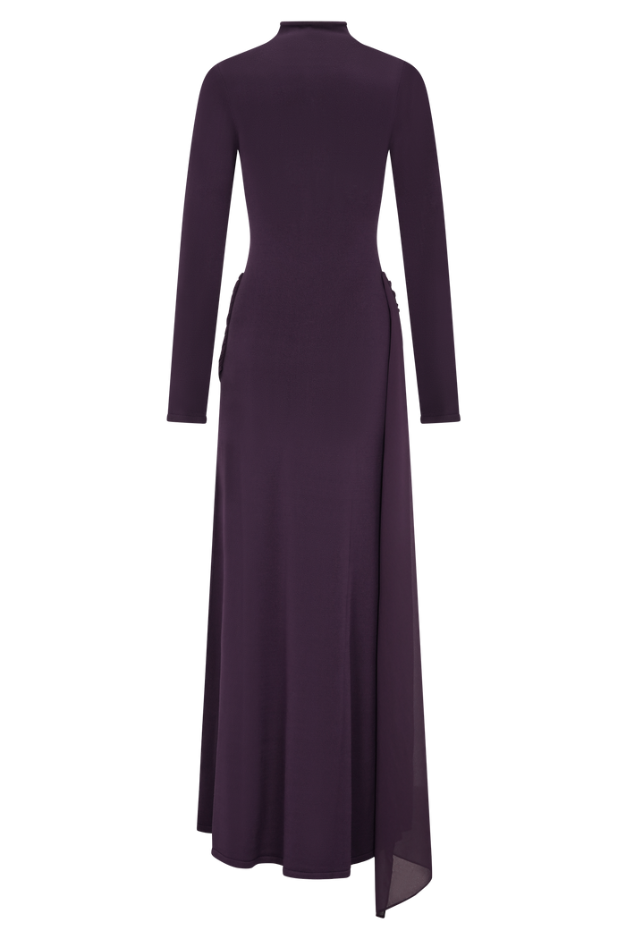 Grayson Knit Chiffon Maxi Dress - Plum