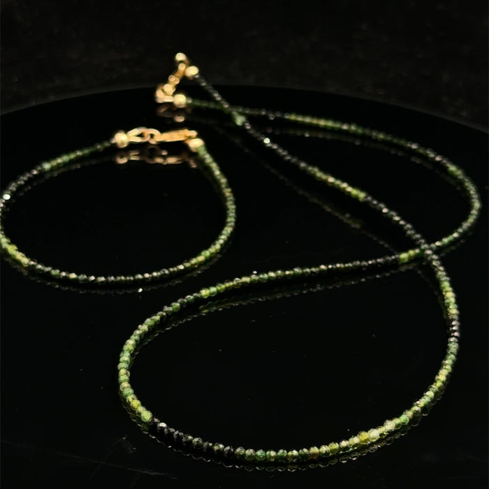 Green Tourmaline Gemstone Necklace - Abundance & Heart Renewal - 17.25"